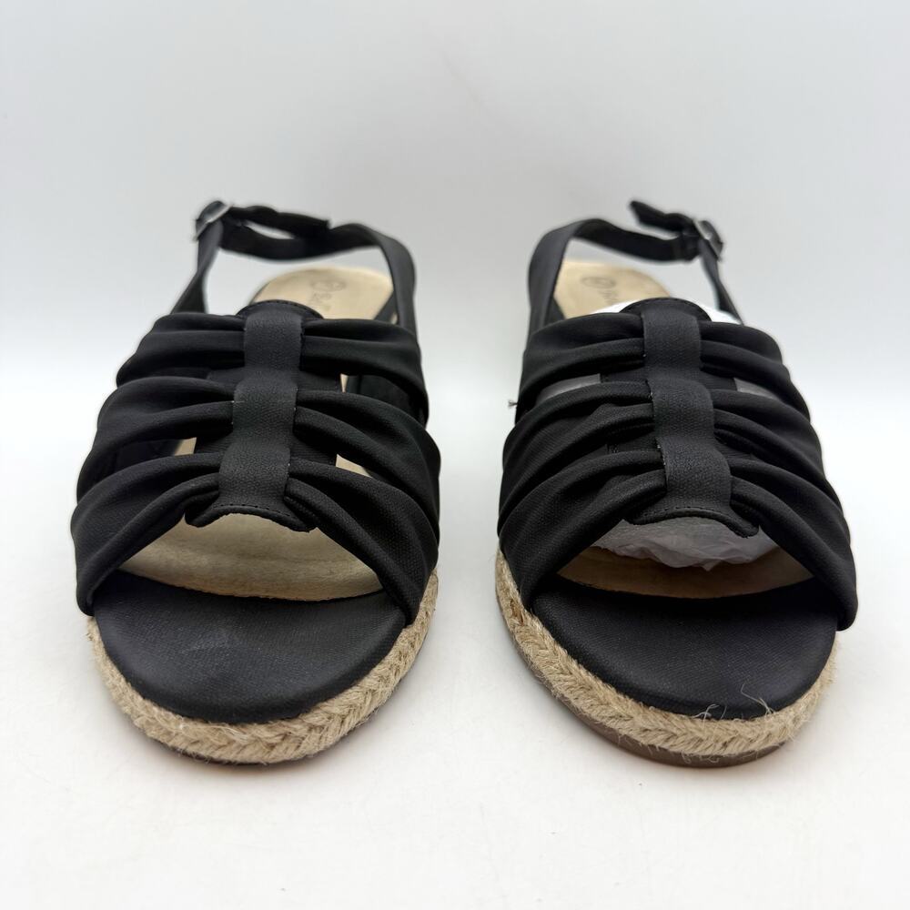 Bella Vita Black Knotted Slingback Espadrille Wedge Sandals - Picture 6 of 14